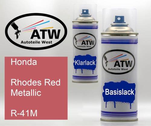 Honda, Rhodes Red Metallic, R-41M: 400ml Sprühdose + 400ml Klarlack - Set, von ATW Autoteile West.